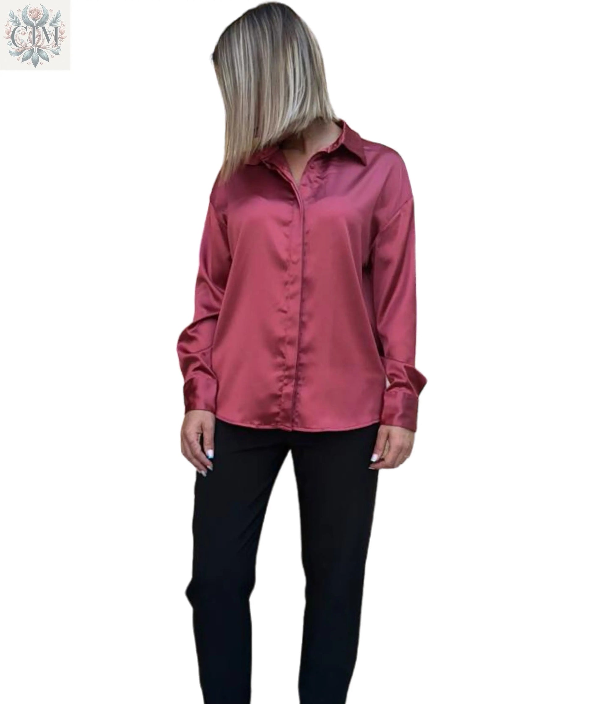 Chemisier satiné Effet soyeux Look chic et moderne Idéal pour le bureau ou une soirée Brillance subtile Satin blouse Chic and modern look Elegant style Silky effect Soft touch