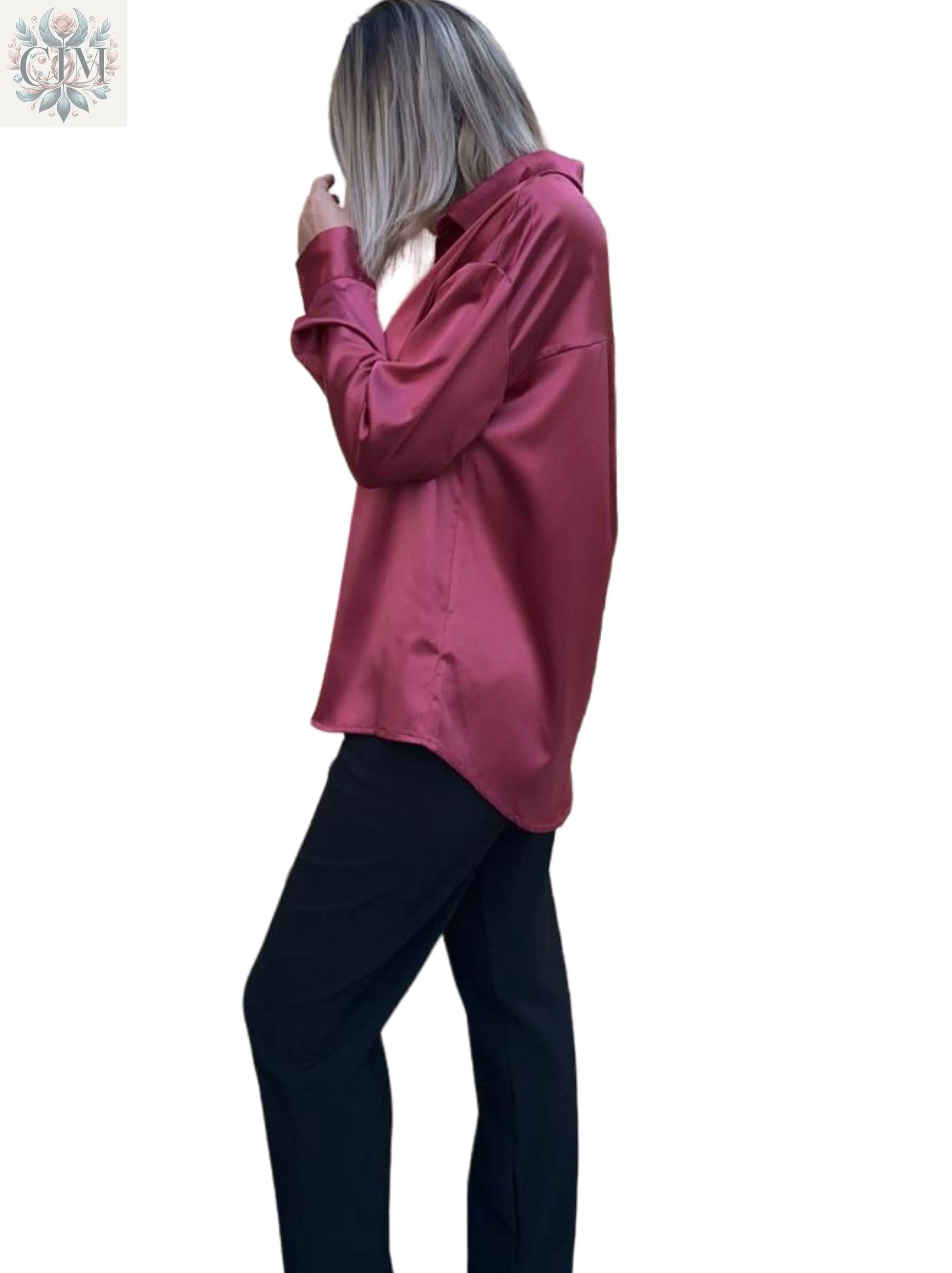 Chemisier satiné Effet soyeux Look chic et moderne Idéal pour le bureau ou une soirée Brillance subtile Satin blouse Chic and modern look Elegant style Silky effect Soft touch