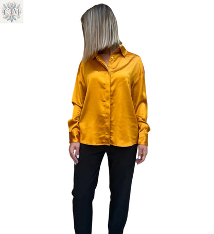 Chemisier satiné Effet soyeux Look chic et moderne Idéal pour le bureau ou une soirée Brillance subtile Satin blouse Chic and modern look Elegant style Silky effect Soft touch