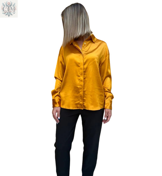 Chemisier satiné Effet soyeux Look chic et moderne Idéal pour le bureau ou une soirée Brillance subtile Satin blouse Chic and modern look Elegant style Silky effect Soft touch