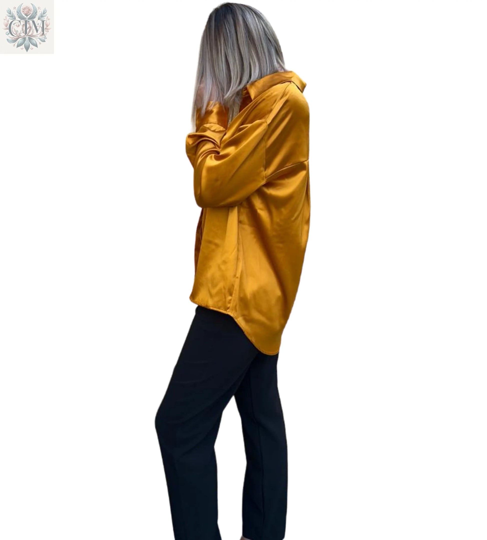 Chemisier satiné Effet soyeux Look chic et moderne Idéal pour le bureau ou une soirée Brillance subtile Satin blouse Chic and modern look Elegant style Silky effect Soft touch
