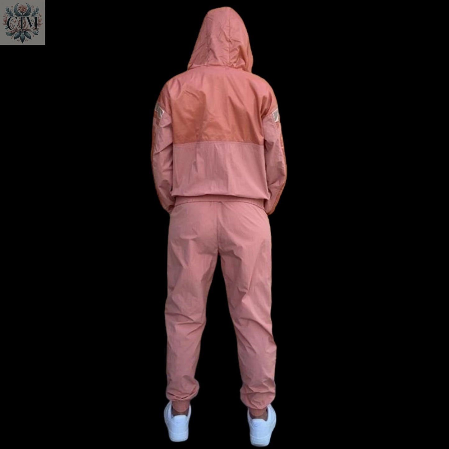 Survêtement réfléchissant corail  Ensemble sport chic Tendance corail Ensemble deux pièces Streetwear féminin  Ensemble jogging femme  Look confortable et stylé Loungewear tendance Survêtement avec capuche 