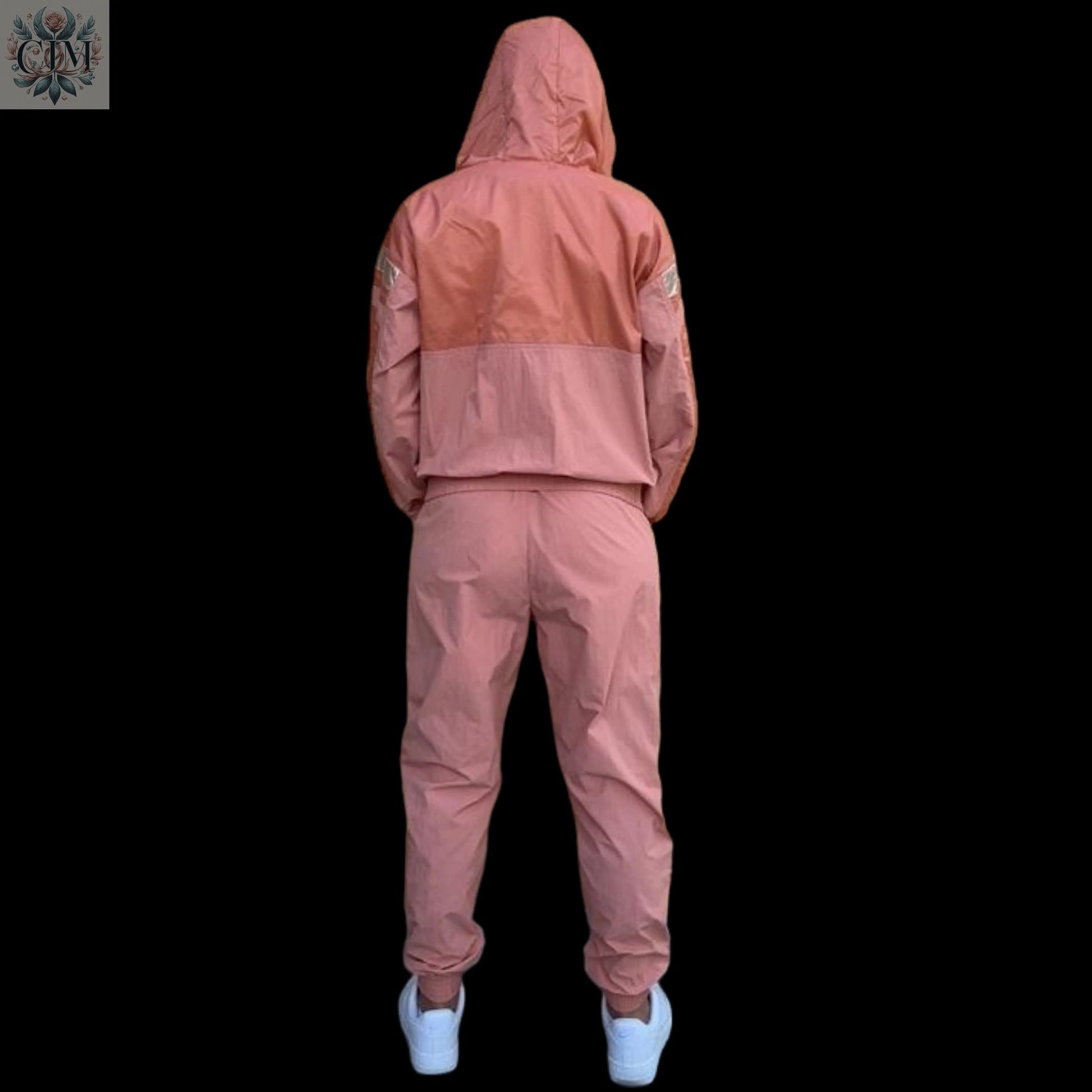 Survêtement réfléchissant corail  Ensemble sport chic Tendance corail Ensemble deux pièces Streetwear féminin  Ensemble jogging femme  Look confortable et stylé Loungewear tendance Survêtement avec capuche 