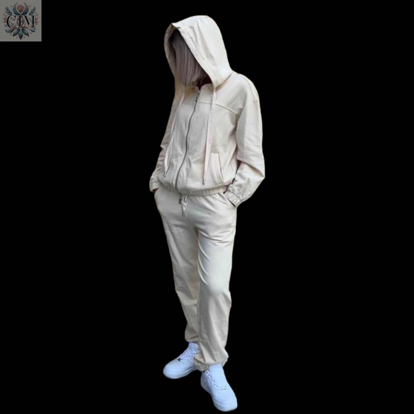 Ensemble coton doux Look cocooning   Ensemble casual Tenue décontractée chic Tenue de ville décontractée Loungewear haut de gamme Look sportswear raffiné Stretch cotton tracksuit   Luxury loungewear Versatile women's outfit