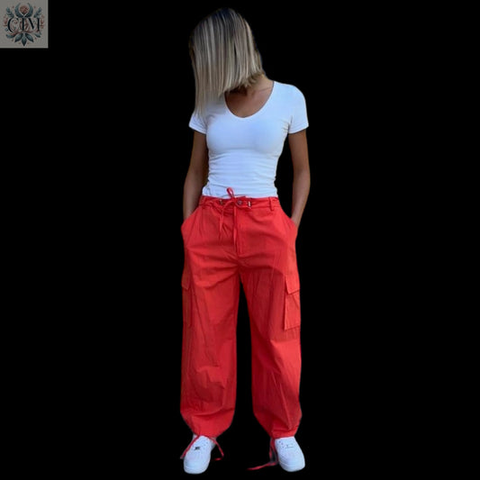 Pantalon cargo corail 100% coton Élégance corail Look urbain Confort et durabilité Style décontracté Mode casual Cargo pants Casual style Authentic cotton  Casual fashion