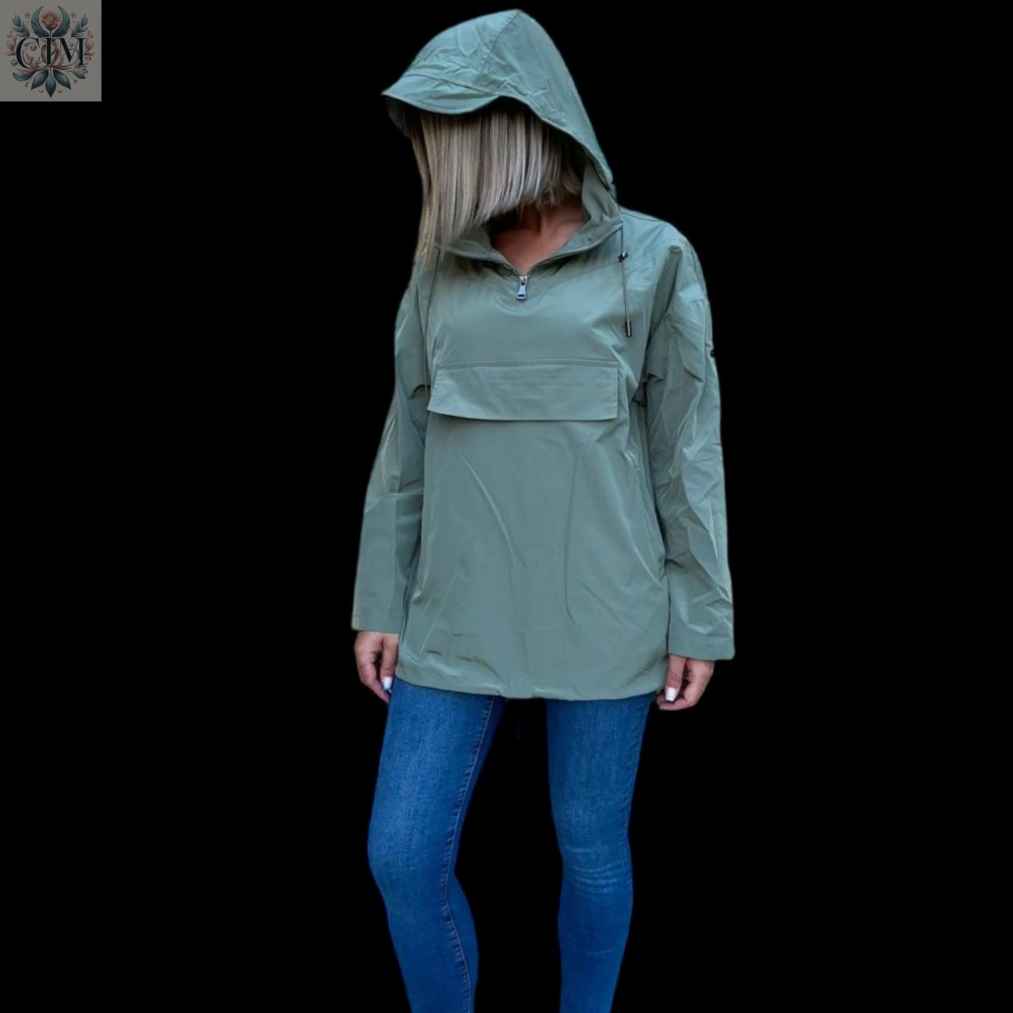 Veste à capuche coup-vent kaki Veste mi-saison Veste à capuche Veste femme tendance  Look décontracté Veste légère  Trendy women's jacket  Casual look  Outdoor fashion