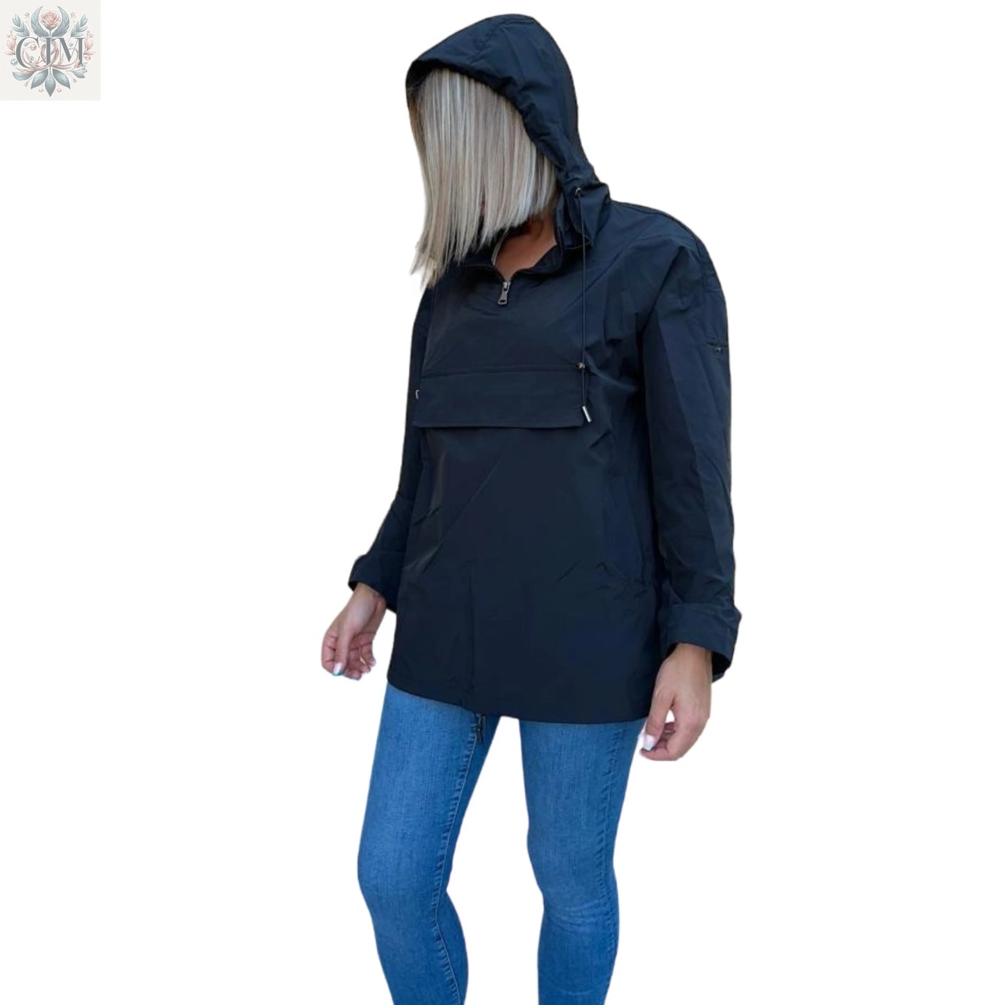 Veste à capuche coup-vent noire  coup-vent  Veste mi-saison Veste à capuche Veste femme tendance  Look décontracté Veste légère  Trendy women's jacket  Casual look  Outdoor fashion
